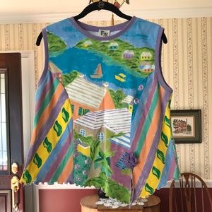 LRW Designs Atlanta Hand Painted Art to Wear Top L